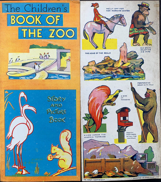 1930s Big 15" Fold Out Book of the Zoo - Pictures of London Zoo