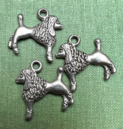 3 Poodle Dog Charms - 1.8cm tall