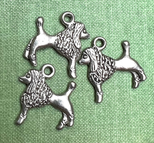 3 Poodle Dog Charms - 1.8cm tall