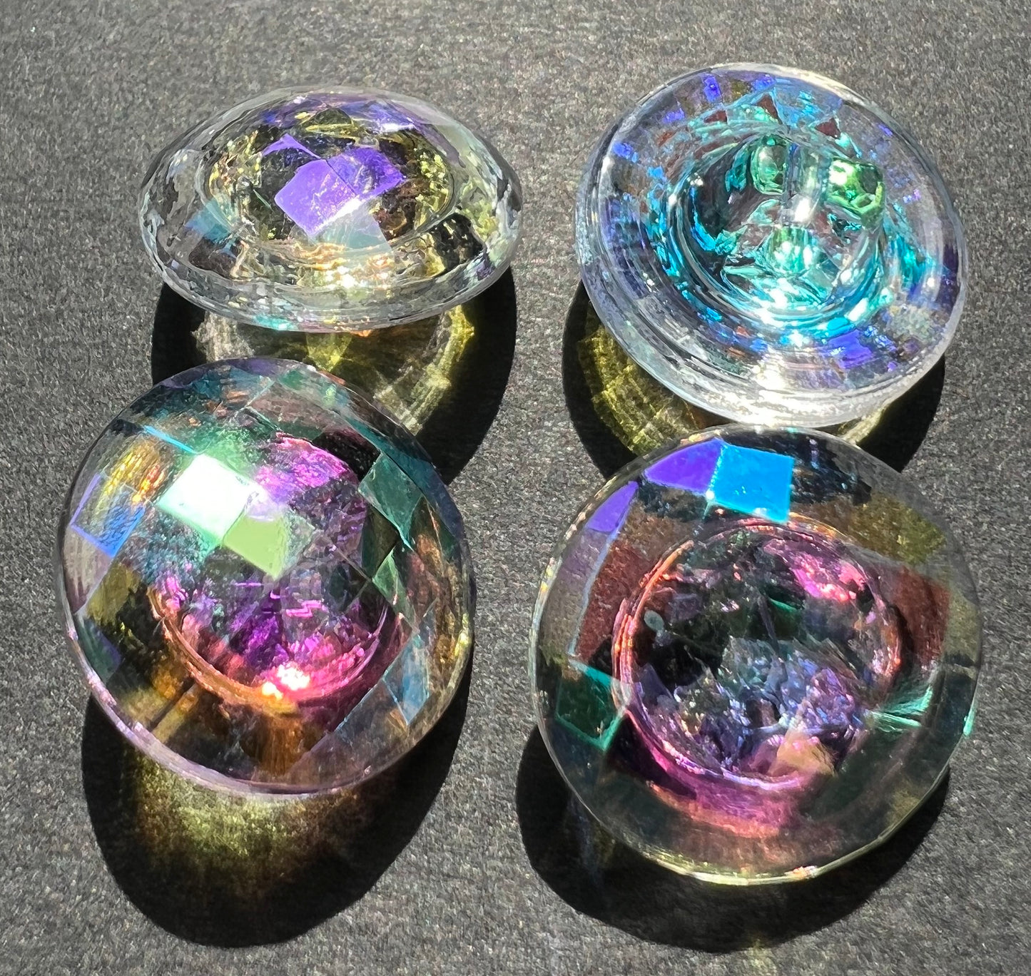 One Lustrous Luminescent 1920s Multicoloured Glass Button - 16mm wide