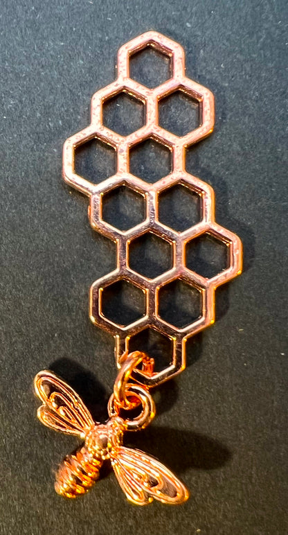 Golden Bee and Honeycomb 4.5cm  Charm / Pendant