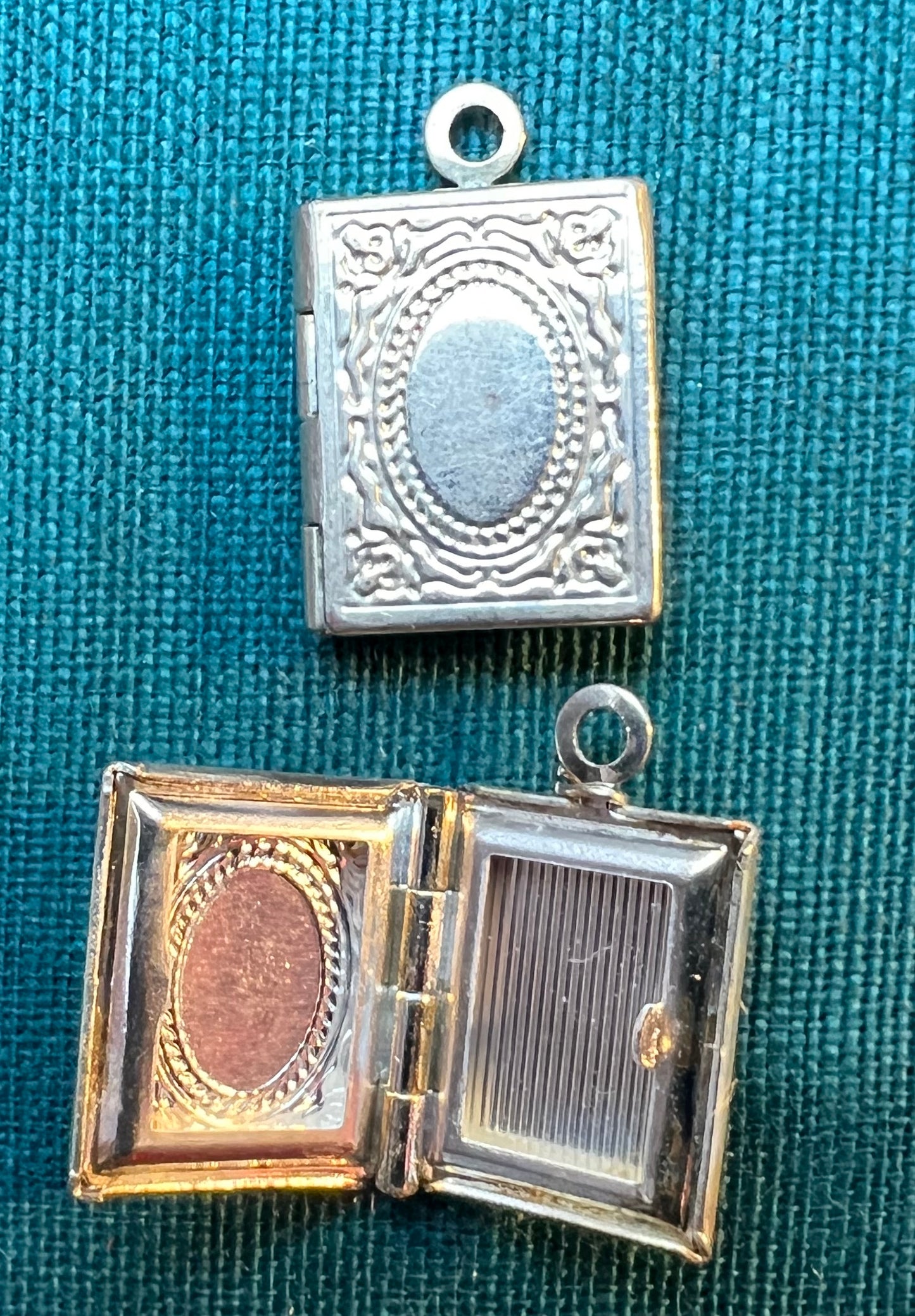 Tiny Book Shaped 1.4cm Locket - Bronze or Silver Tone