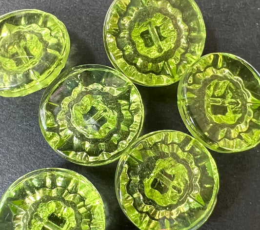 One Sparkly Green 1920s Glass Button - 14mm wide
