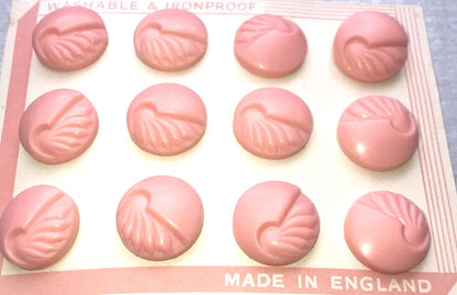 Pink 1.8cm English 1940s Catalin VERY Deco Buttons - 12 of them...