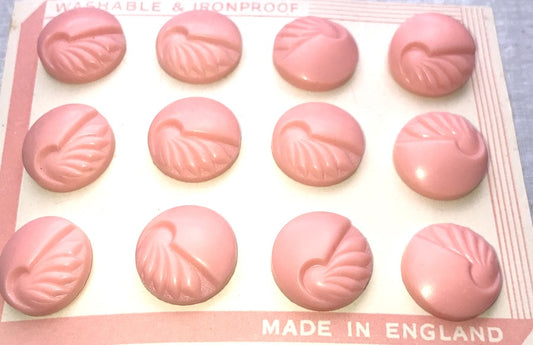 Pink 1.8cm English 1940s Catalin VERY Deco Buttons - 12 of them...