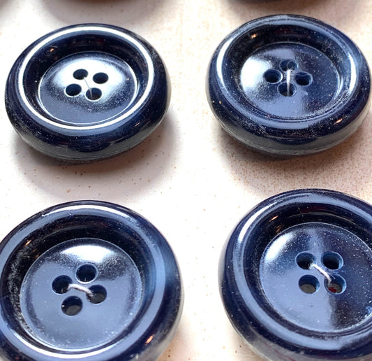 6 or 12 Big Chunky 3.2cm or 2.7cm Vintage Very Dark Blue Smudged Buttons