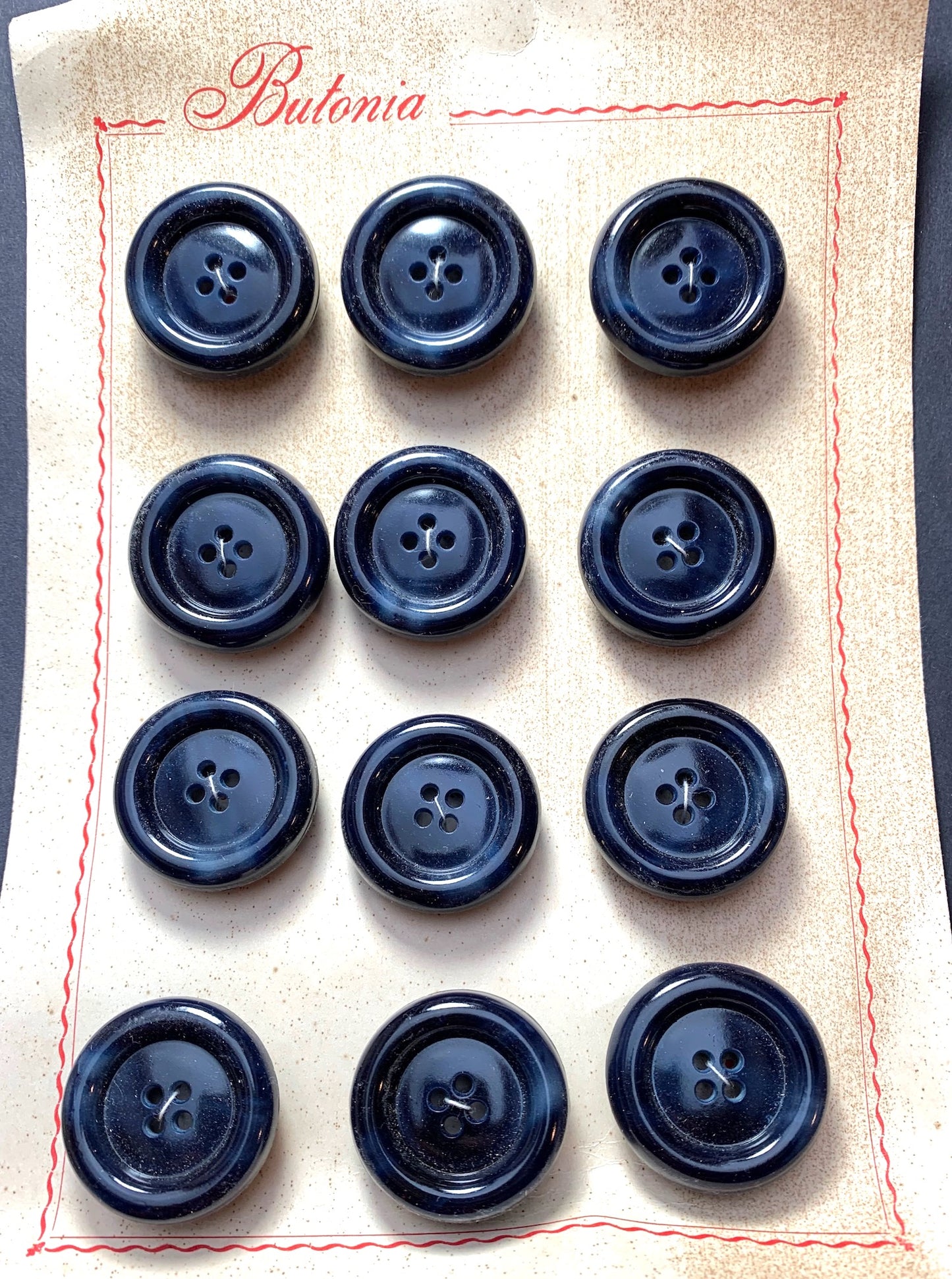 6 or 12 Big Chunky 3.2cm or 2.7cm Vintage Very Dark Blue Smudged Buttons