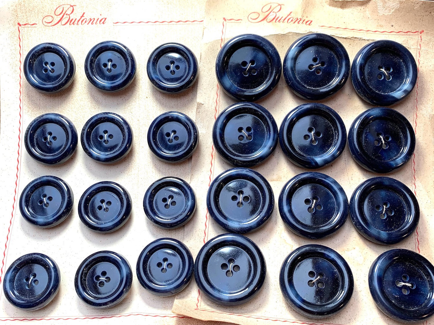 6 or 12 Big Chunky 3.2cm or 2.7cm Vintage Very Dark Blue Smudged Buttons