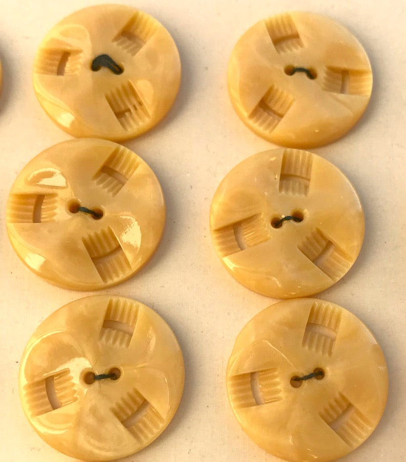 6 Vintage French Butterscotch 2.2cm  Buttons