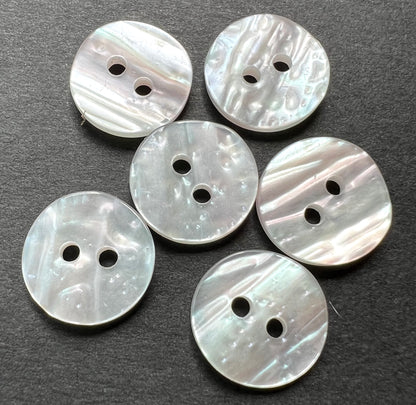 6 Clever Lucite "Mother of Pearl" 14mm Buttons