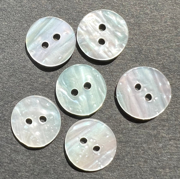 6 Clever Lucite "Mother of Pearl" 14mm Buttons