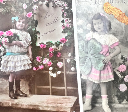 6 Early 1900s French Postcards of Small Girls in Lovely Dresses (124)