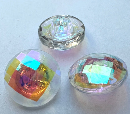 One Lustrous Luminescent 1920s Multicoloured Glass Button - 16mm wide