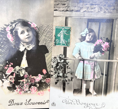 7 French postcards of Little girls circa 1906 (128)