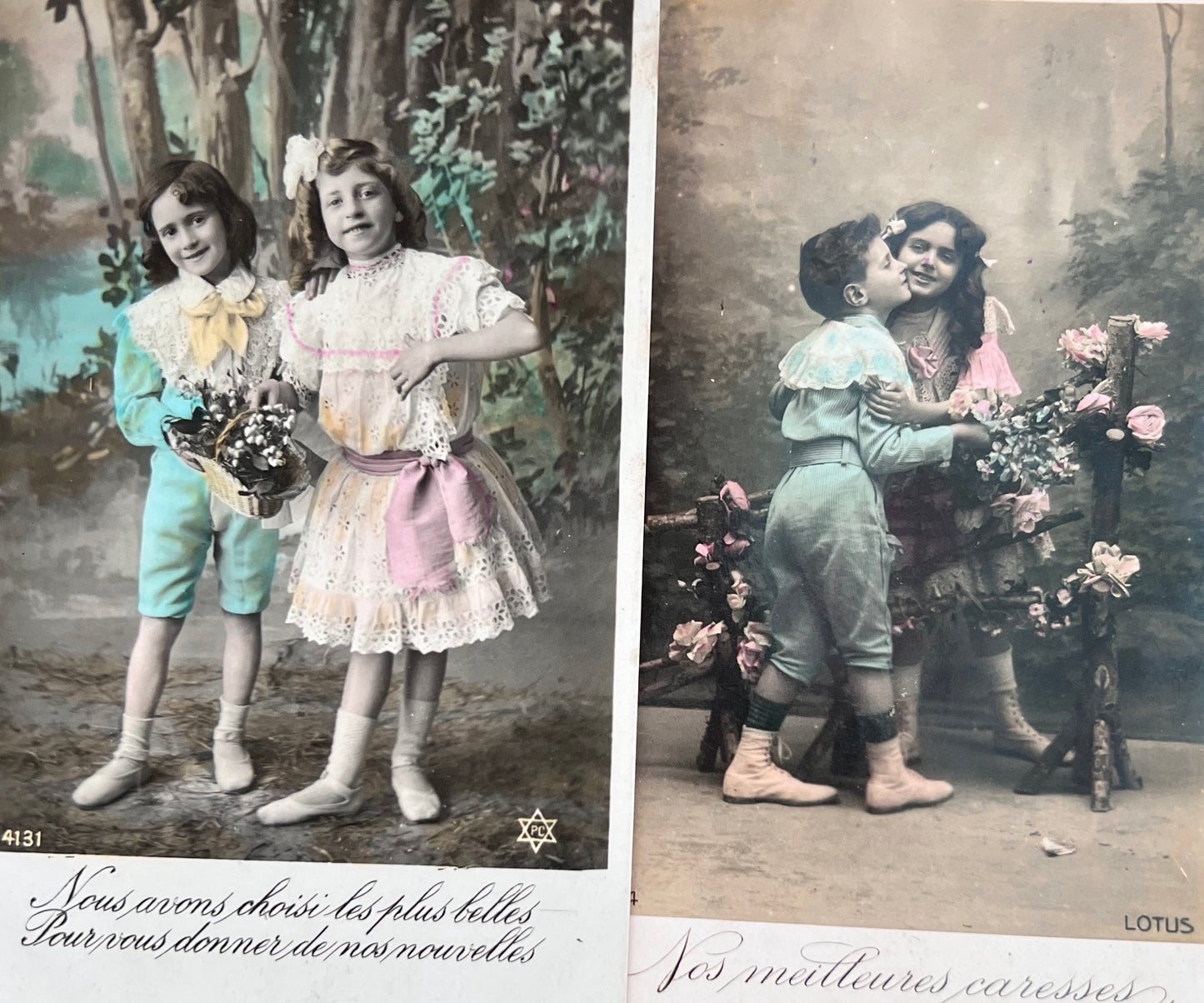6 Hand Tinted French postcards of Little Boys and Girls circa 1910 (129)