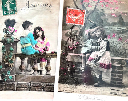 6 Hand Tinted French postcards of Little Boys and Girls circa 1910 (129)