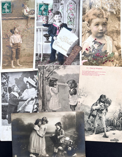 7 French postcards of Little Boys and Flowers  circa 1906 (131)