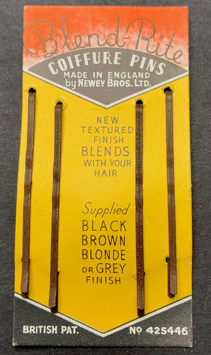Delightful 1930s Display Card of Blend-Rite COIFFURE PINS