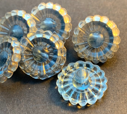 6 Fresh Air Blue Vintage Flower Buttons - 1.5cm wide