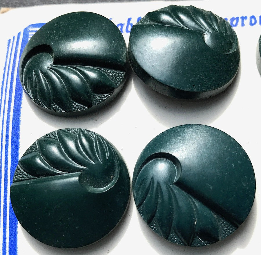 Unusual Teal English 1940s Catalin VERY Deco Buttons - 12 of them - 2.2 & 1.8cm