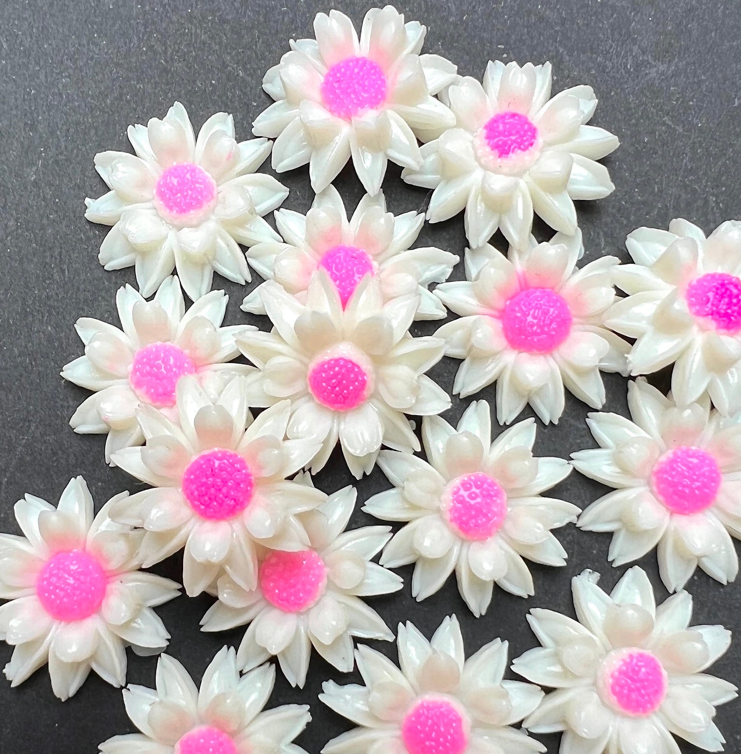 Pretty Vintage Hand Painted Made in Japan  Flower Cabochons - 1cm - 2cm