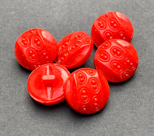 Interesting Vintage Red 1cm or 1.5cm  Glass Buttons