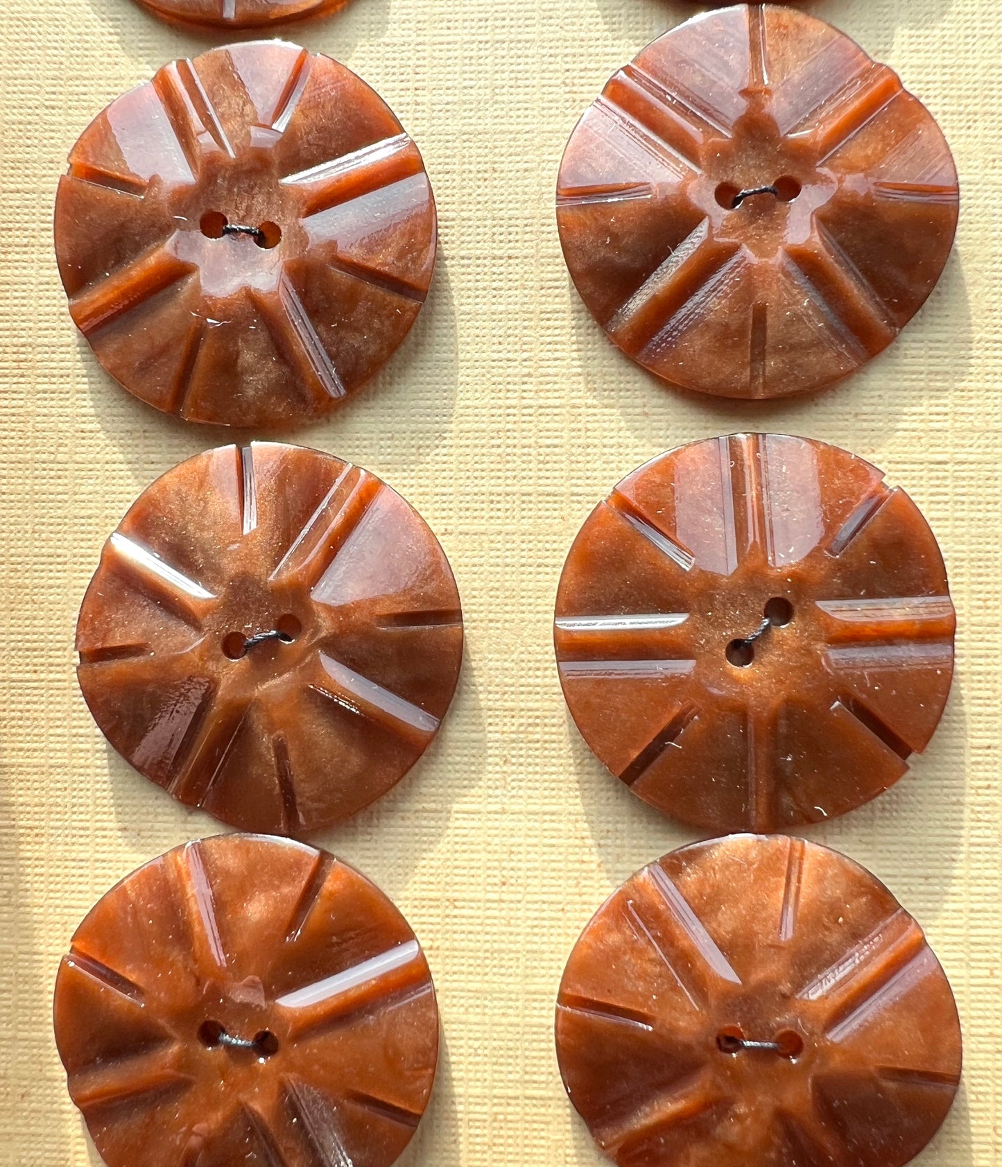 Lovely Caramel Brown 2.2cm Vintage  Buttons- Sheet of 24 or 6 loose.