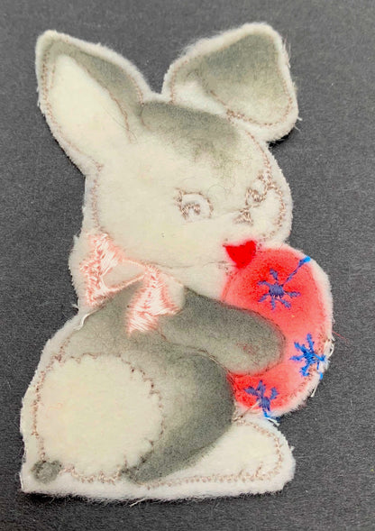 1950s Fluffy Easter Bunny 9cm / 3.5" Swiss Made Applique Old Warehouse Find