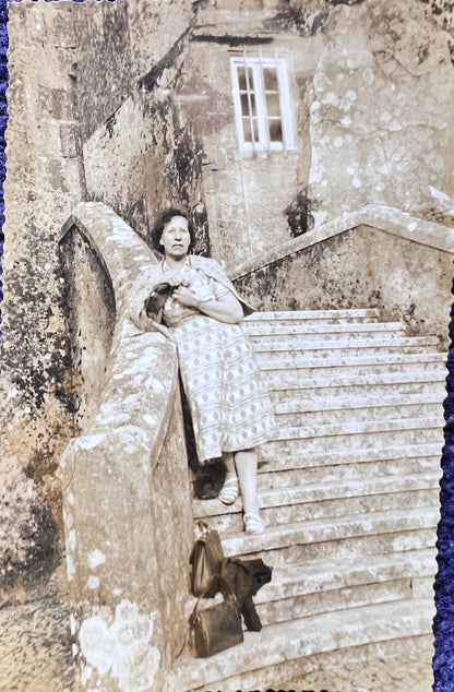 Posing on Steps - 7 Old 1930s - 50s Photos  (C15)