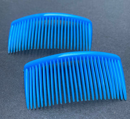 Pair of Vintage Baby Blue Hair combs - 2.5" wide