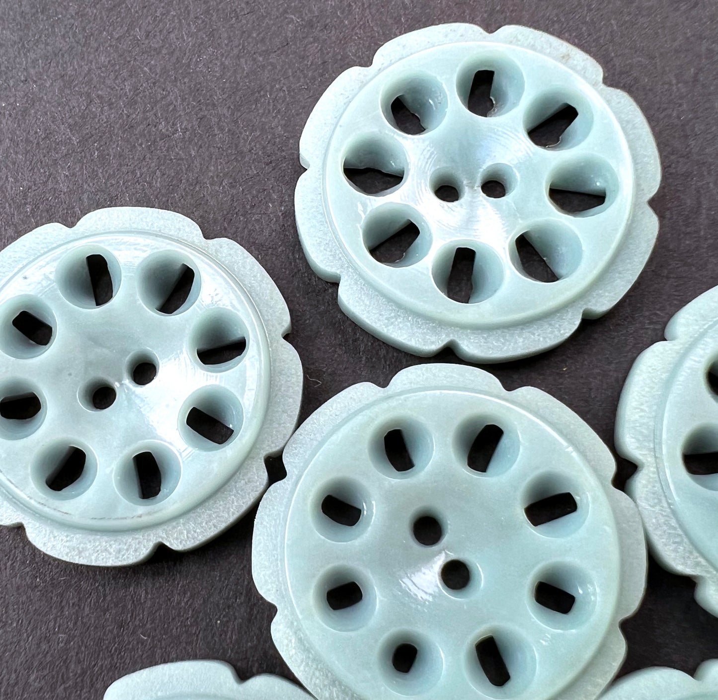 6 or 24 Soft Grey Blue 1.7cm or 2.2cm Vintage French Buttons