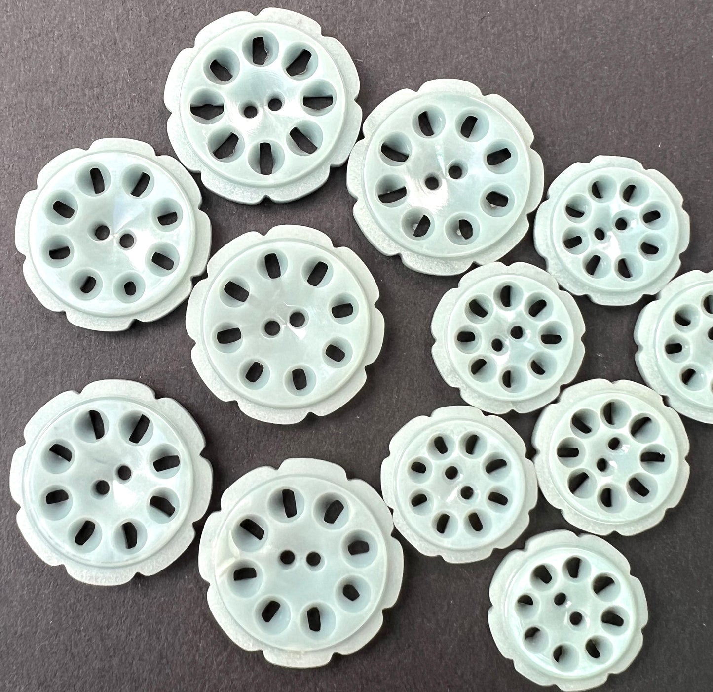 6 or 24 Soft Grey Blue 1.7cm or 2.2cm Vintage French Buttons