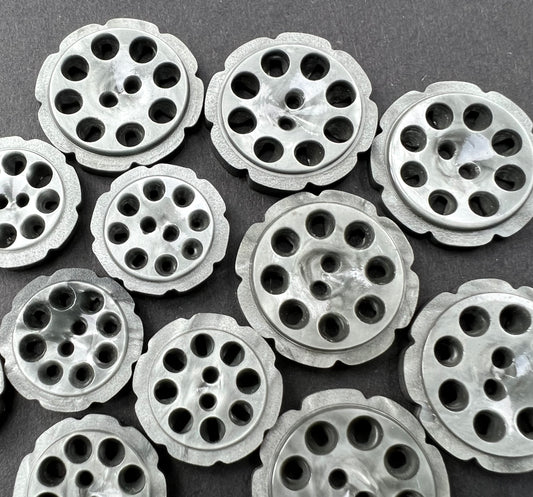 Shiny Metallic Grey 1.7cm or 2.2cm Vintage French Buttons