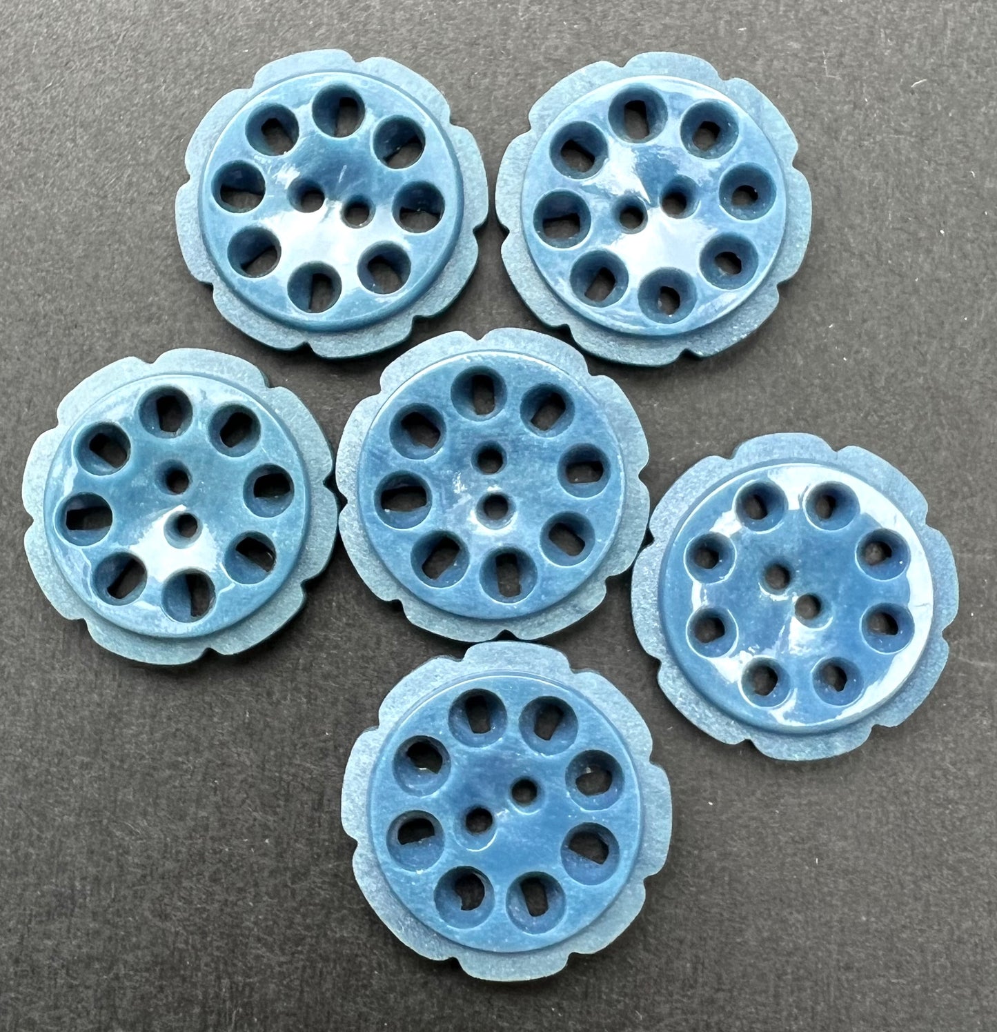Interesting Petrol Blue 2.2cm Vintage  Buttons - 6 or 24