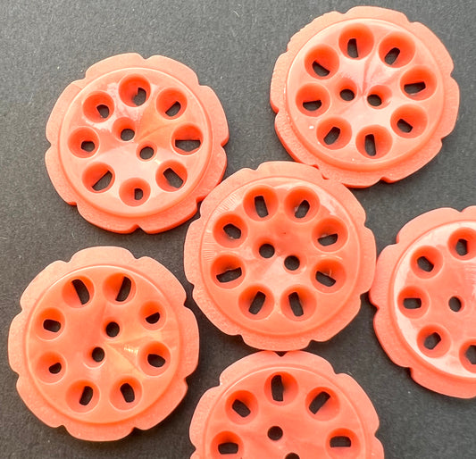 Peach Pink 2cm Vintage French Buttons 6 or Sheets of 24