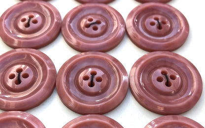 12 Vintage 1940s British 2.8cm Dark Venetian Pink Buttons