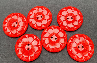 6 Vintage Confident Red 2.2cm Buttons.