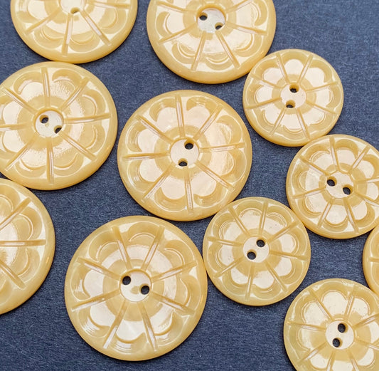 Soft Yellow Vintage French  1.5cm or 2.2cm Buttons.