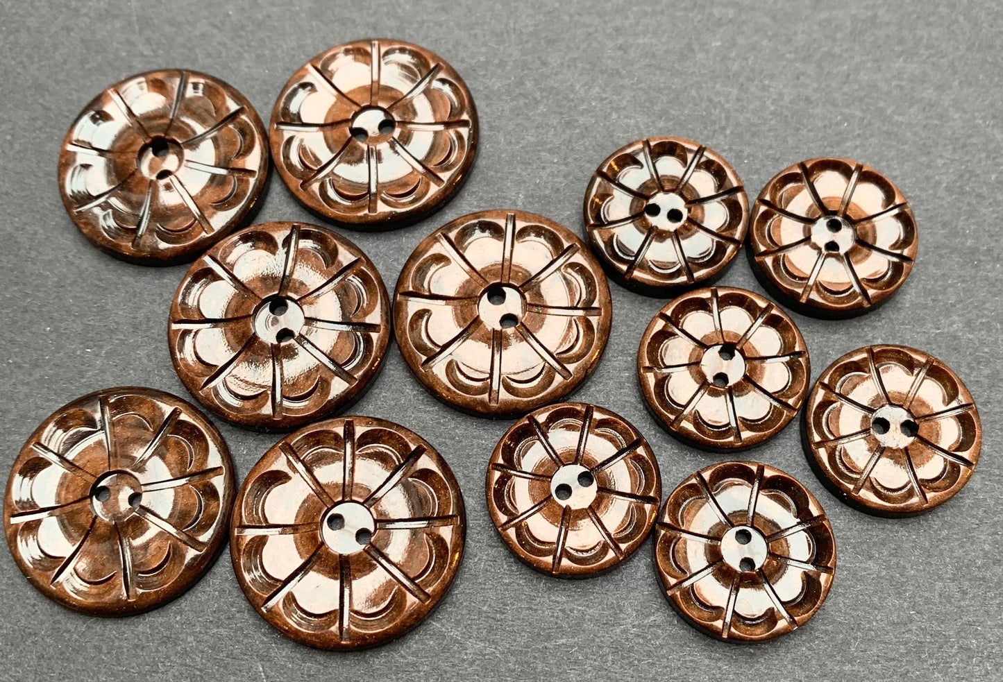 Shiny Mahogany Brown French  1.5cm or 2.2cm Buttons.