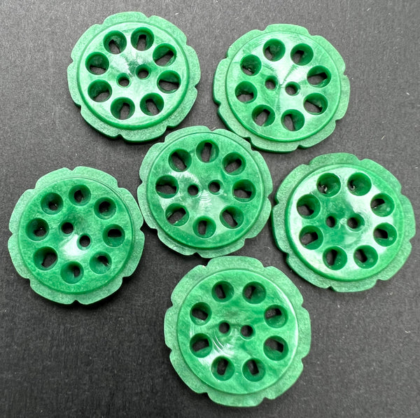 Glowing Forest Green 2.2cm Vintage French Buttons - 6 or 24