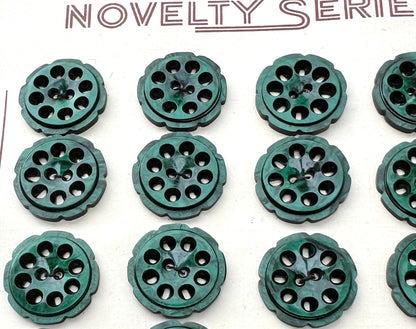 Shiny Emerald Green 2.2cm or 1.6cm Vintage French Buttons - 6 or 24