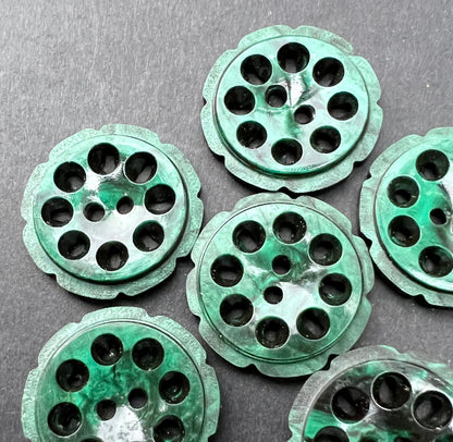 Shiny Emerald Green 2.2cm or 1.6cm Vintage French Buttons - 6 or 24