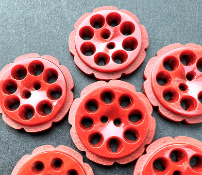 Brick Red 1.7cm or 2.2cm Vintage French Buttons - 6 or 24 on Sheet.