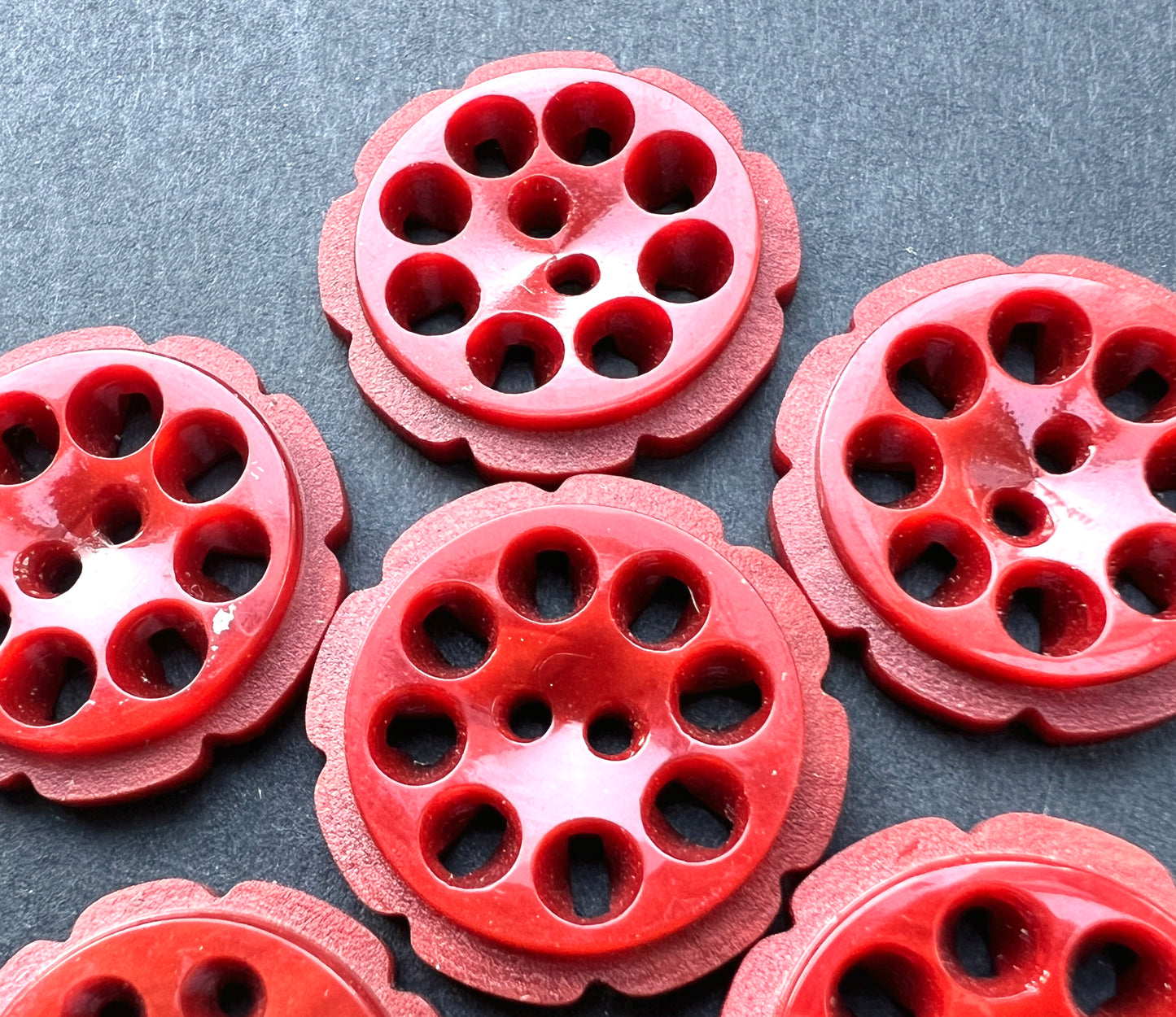 Brick Red 1.7cm or 2.2cm Vintage French Buttons - 6 or 24 on Sheet.
