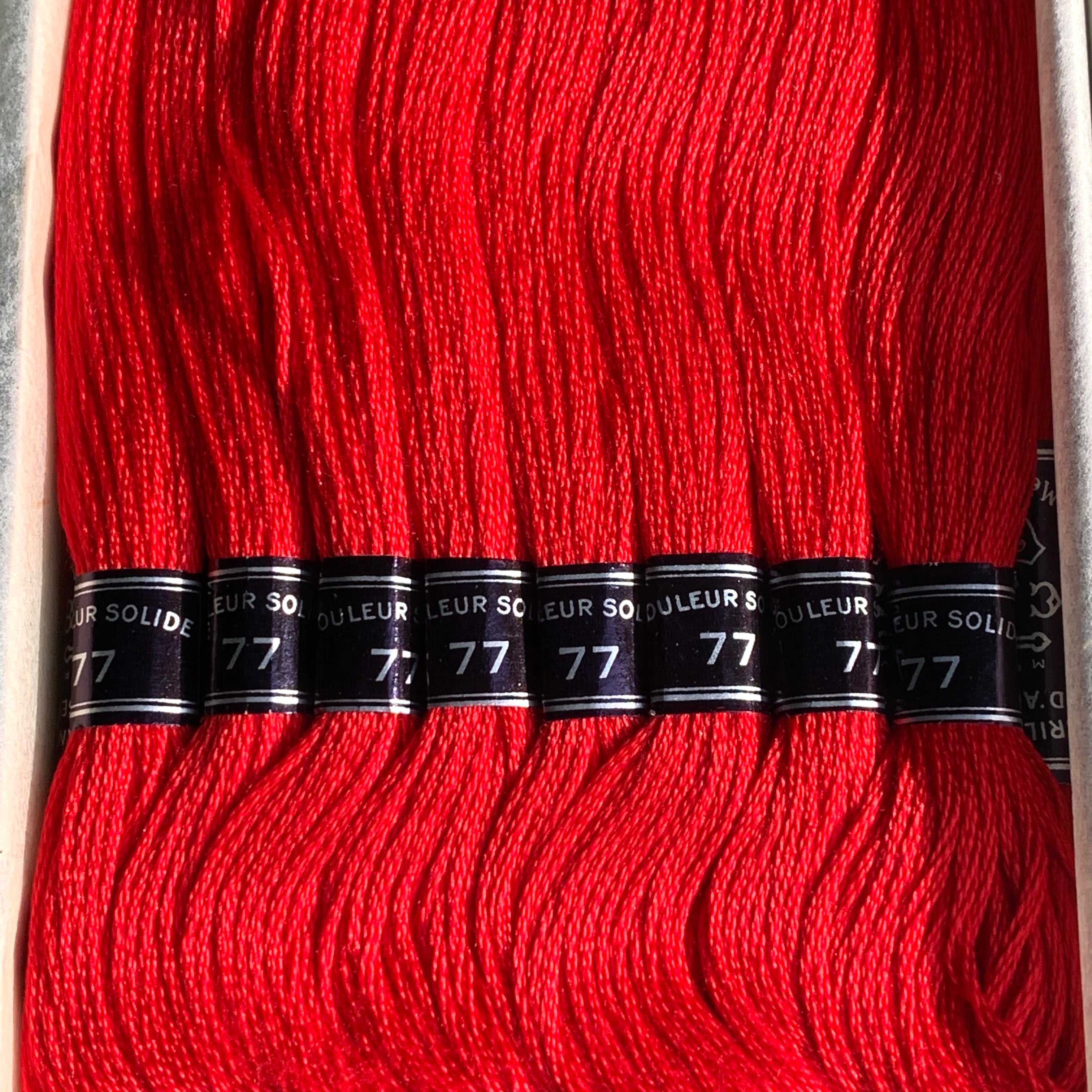 Vintage CARTIER BRESSON Bright Red 77 Cotton Embroidery Thread 24 skeins x 8m