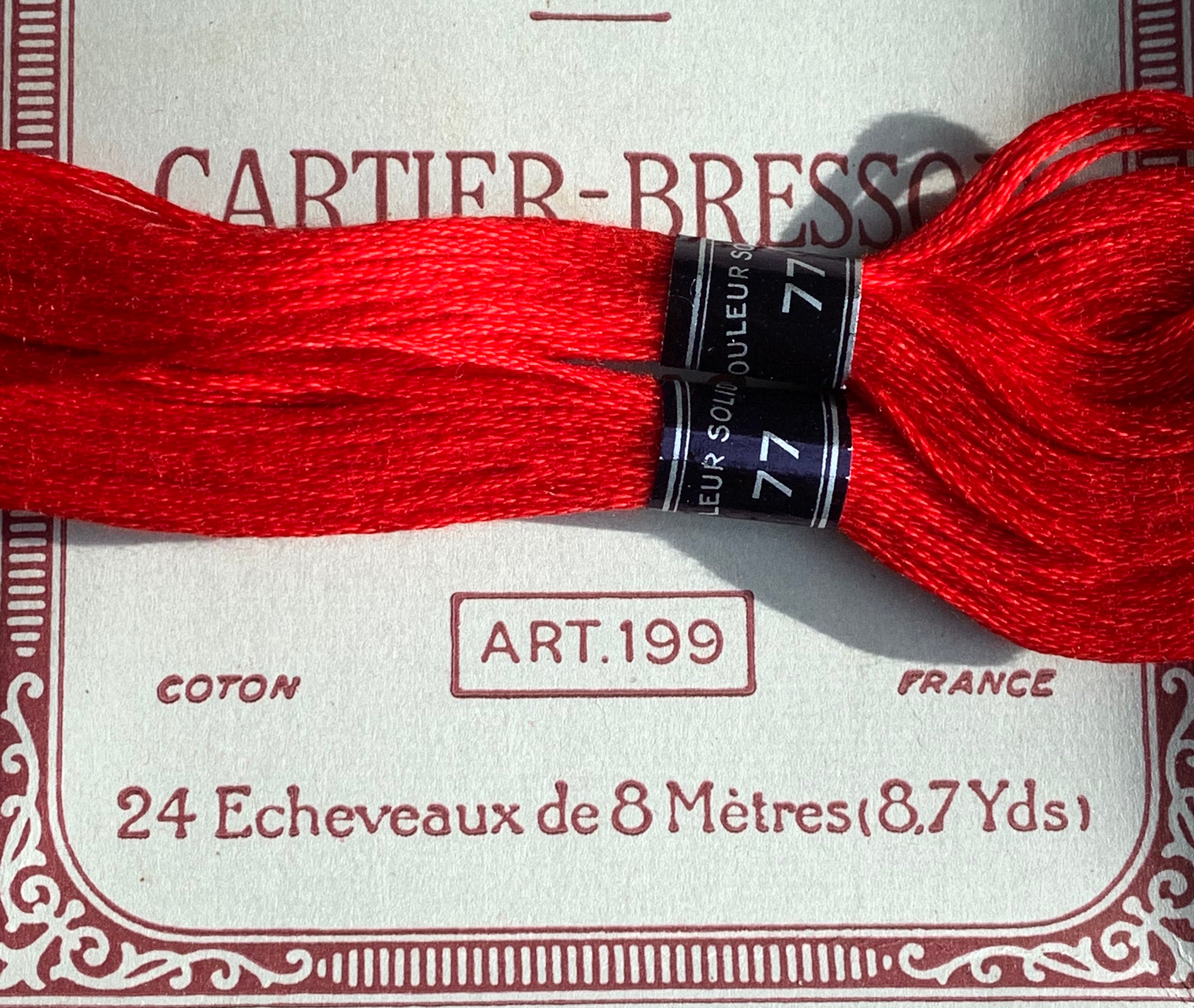 Vintage CARTIER BRESSON Bright Red 77 Cotton Embroidery Thread 24 skeins x 8m