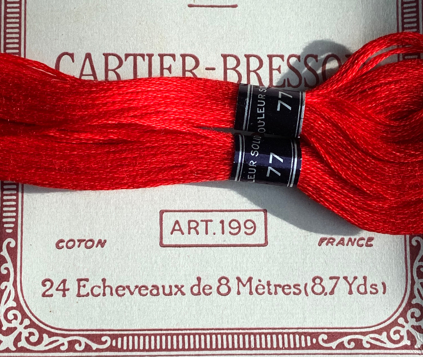 Vintage CARTIER-BRESSON Bright Red (77) Cotton Embroidery Thread 24 skeins x 8m