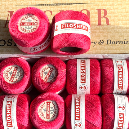 Vintage Anchor Filosheen Bright Pink Cotton Embroidery or Darning Thread 12 balls x 22m (058)