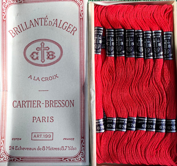 Vintage CARTIER-BRESSONDeep Red (676) Cotton Embroidery Thread 24 skeins x 8m