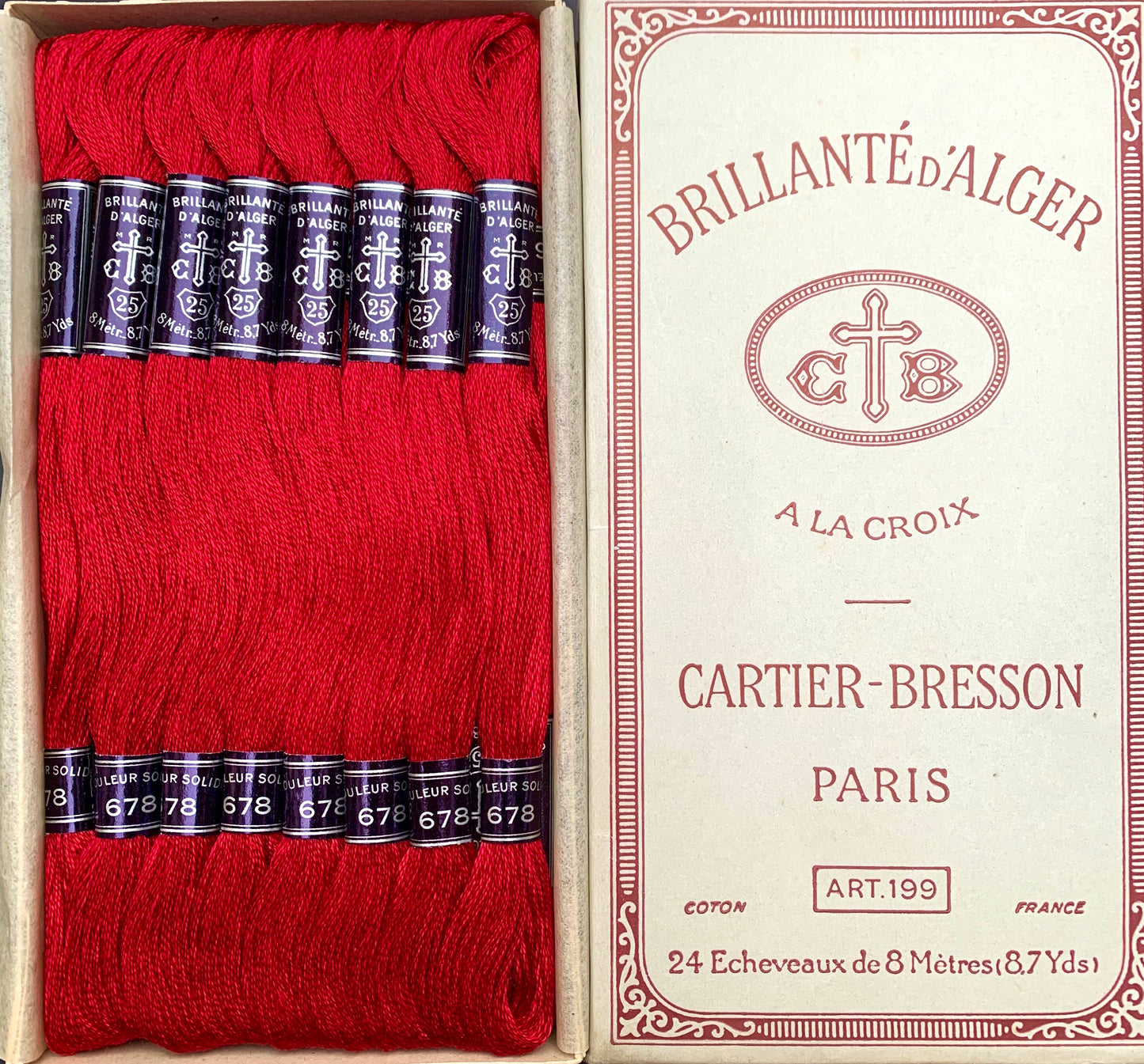 Vintage CARTIER-BRESSON Crimson Red (678) Cotton Embroidery Thread 24 skeins x 8m